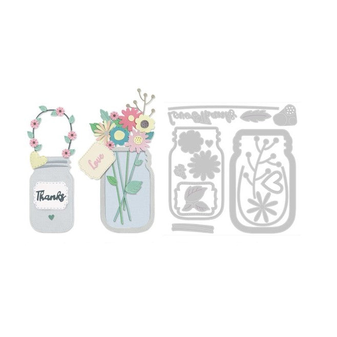 JUEGO DE TROQUELES SIZZIX THINLITS - TARRO DE FLORES POR  LISA JONES