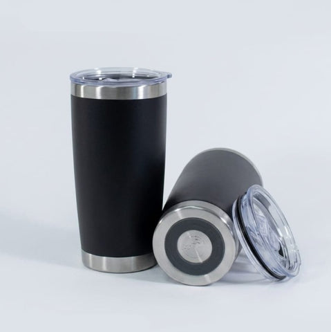 VASO DE ACERO CÓNICO TIPO PLAYERO PARA GRABADO LÁSER COLOR NEGRO - 20OZ