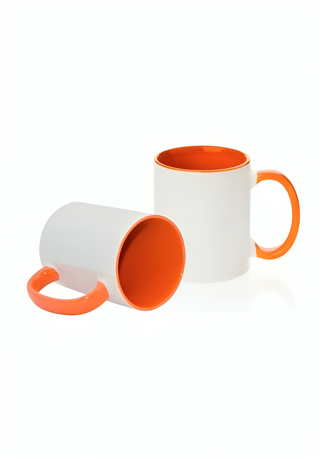 TAZA DE CERAMICA 11oz CON INTERIOR NARANJA