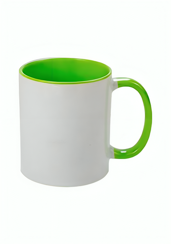 TAZA DE CERAMICA 11oz CON INTERIOR VERDE CLARO