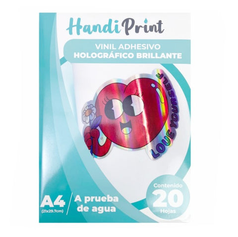 HOJAS FILM AUTOADHESIVO HOLOGRÁFICO ARCOIRIS BRILLANTE  (PAQUETE DE 20 UNIDADES)