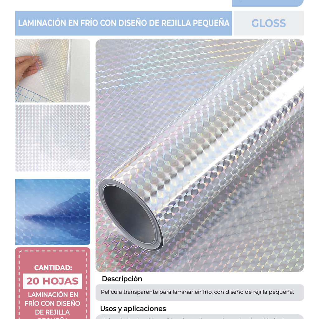 HOJAS DE LAMINACION EN FRIO CON DISEÑO DE REJILLA, 215X302 MM (PAQUETE DE 20 UNIDADES)