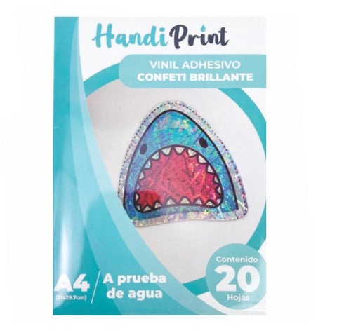HOJAS FILM AUTOADHESIVO HOLOGRÁFICO CONFETI BRILLANTE  (PAQUETE DE 20 UNIDADES)
