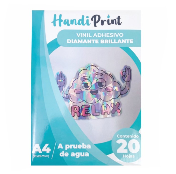 HOJAS FILM AUTOADHESIVO HOLOGRÁFICO DIAMANTE BRILLANTE (PAQUETE DE 20 UNIDADES)